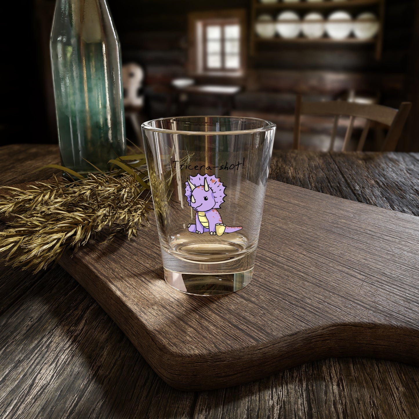 ‘Tricera-shot!’ Trixie Triceratops Dinosaur Shot Glass - 1.5oz