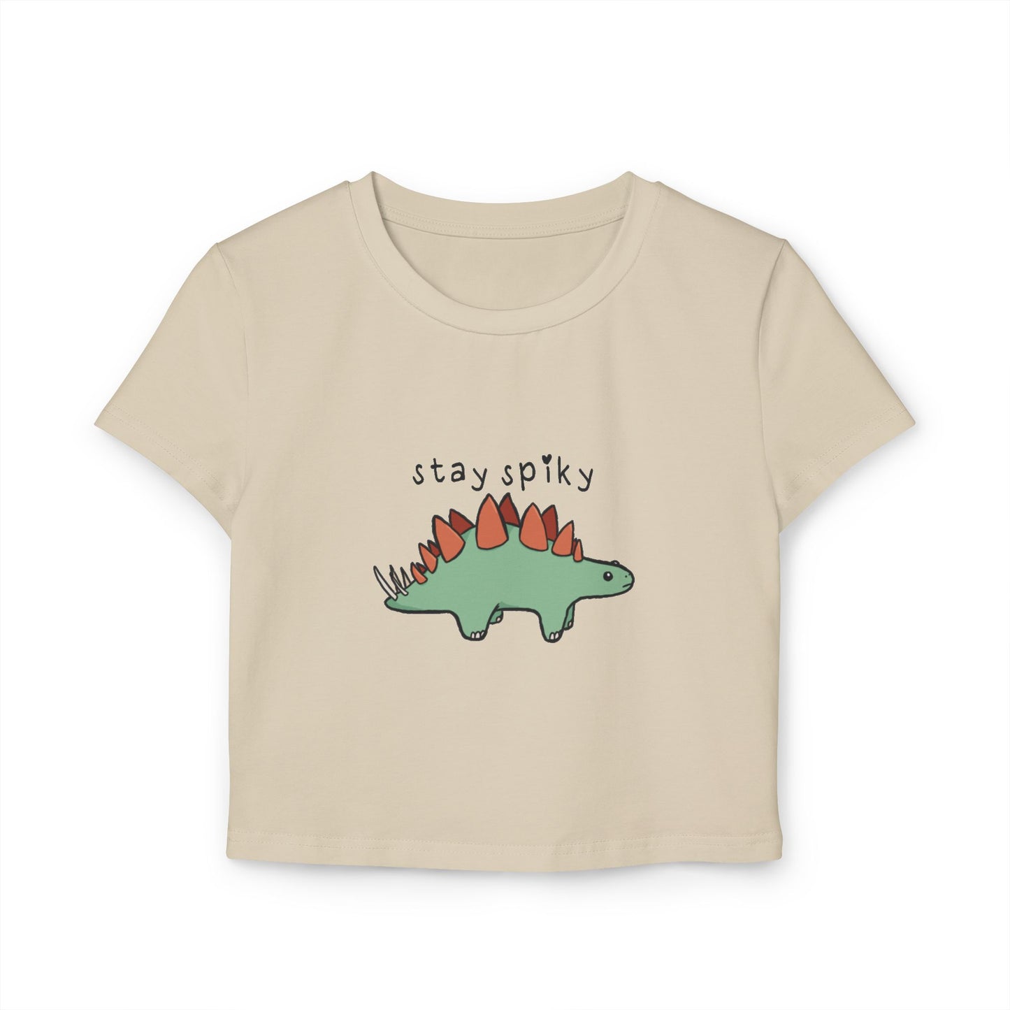 'Stay Spiky' Sammy Stegosaurus Dinosaur Crop Top - Women's Baby Tee