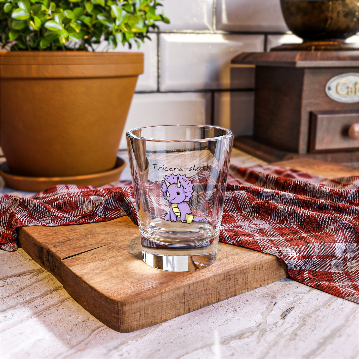 ‘Tricera-shot!’ Trixie Triceratops Dinosaur Shot Glass - 1.5oz