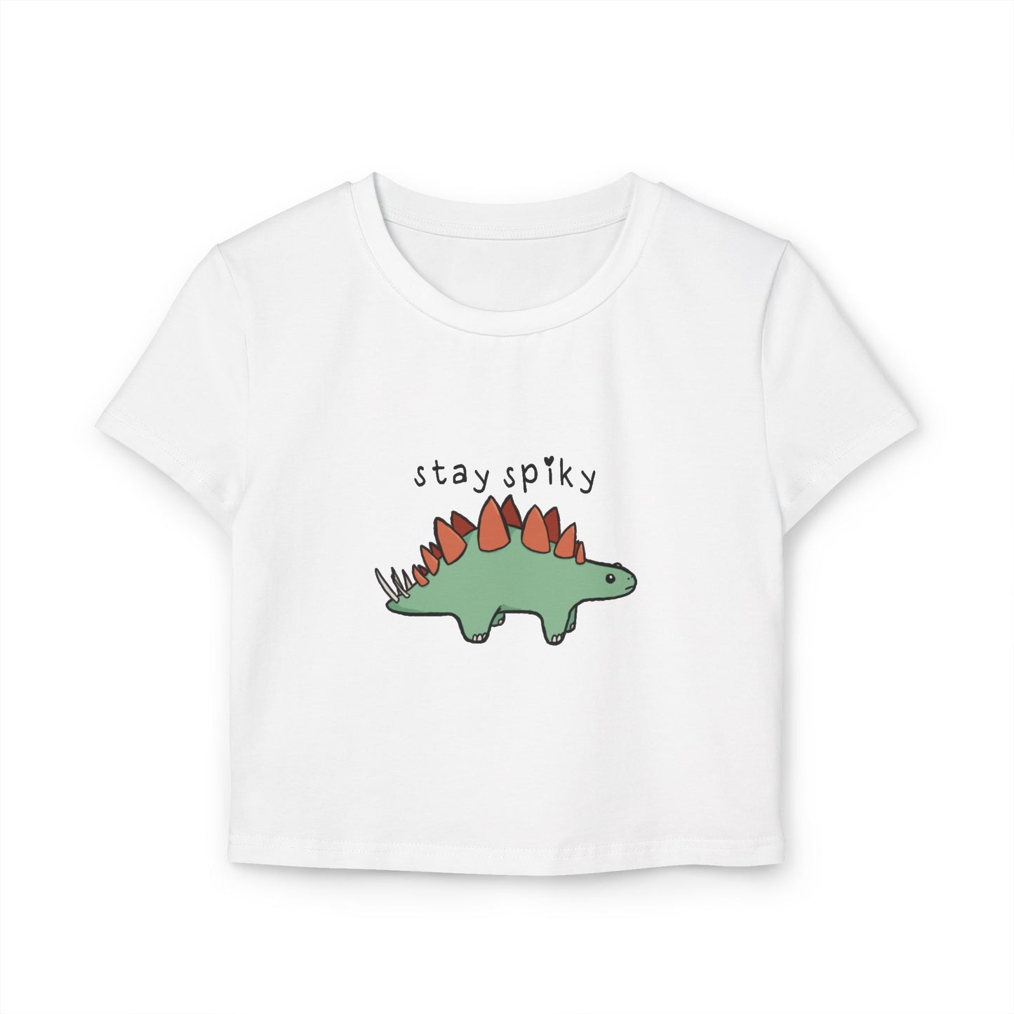 'Stay Spiky' Sammy Stegosaurus Dinosaur Crop Top - Women's Baby Tee