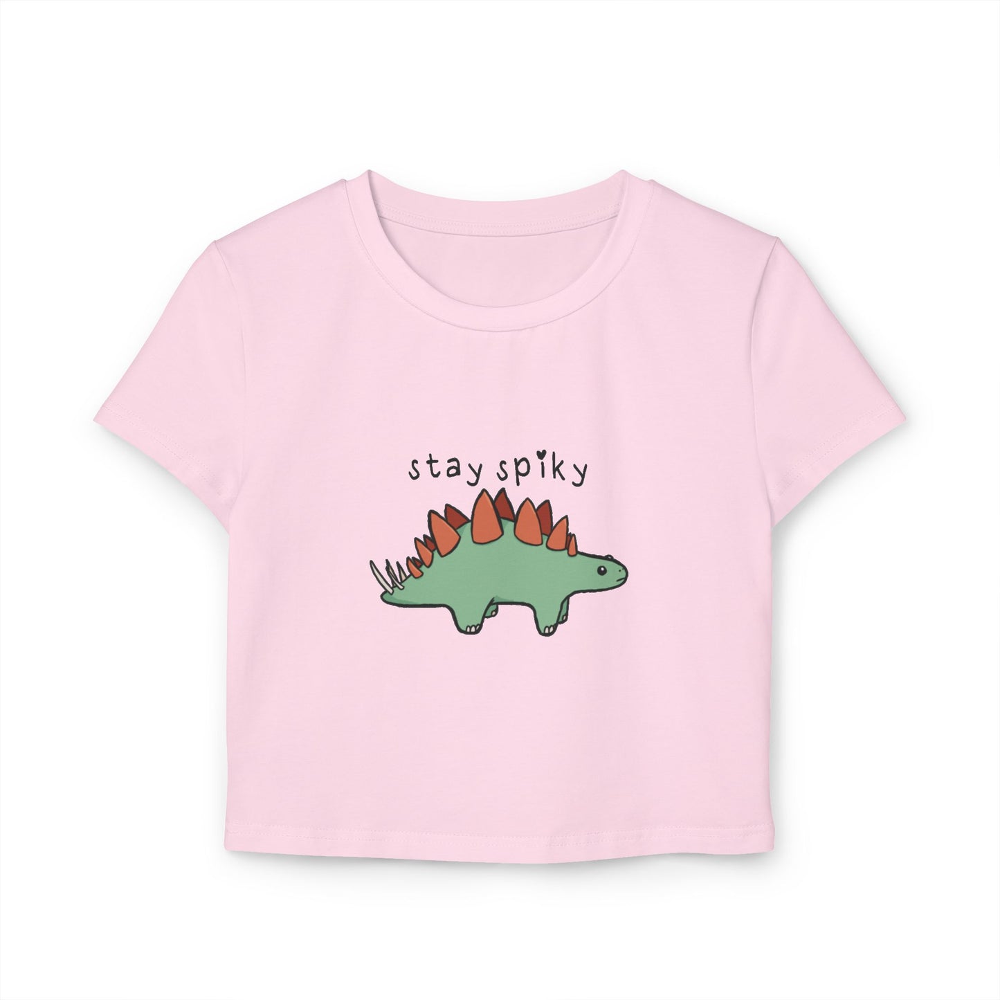 'Stay Spiky' Sammy Stegosaurus Dinosaur Crop Top - Women's Baby Tee