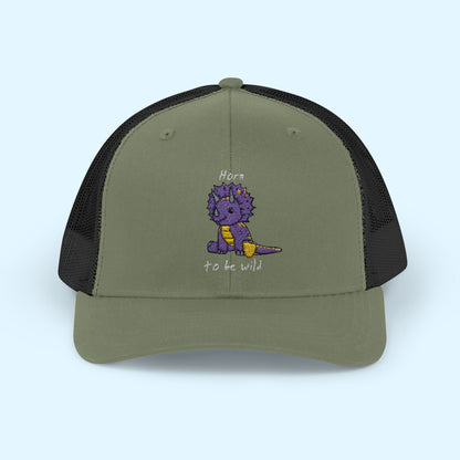 ‘Horn to be Wild’ Triceratops Snapback Trucker Cap - Trixie