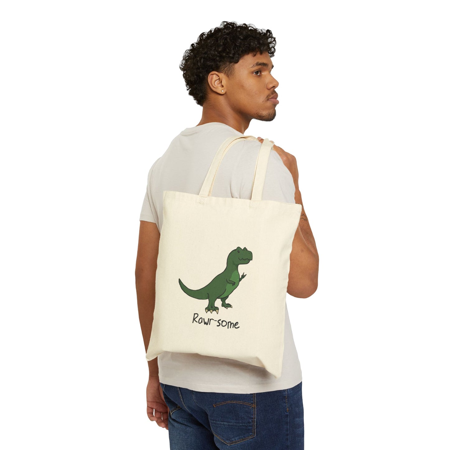 ‘Rawr-some’ Tori T. Rex  Dinosaur Canvas Tote Bag