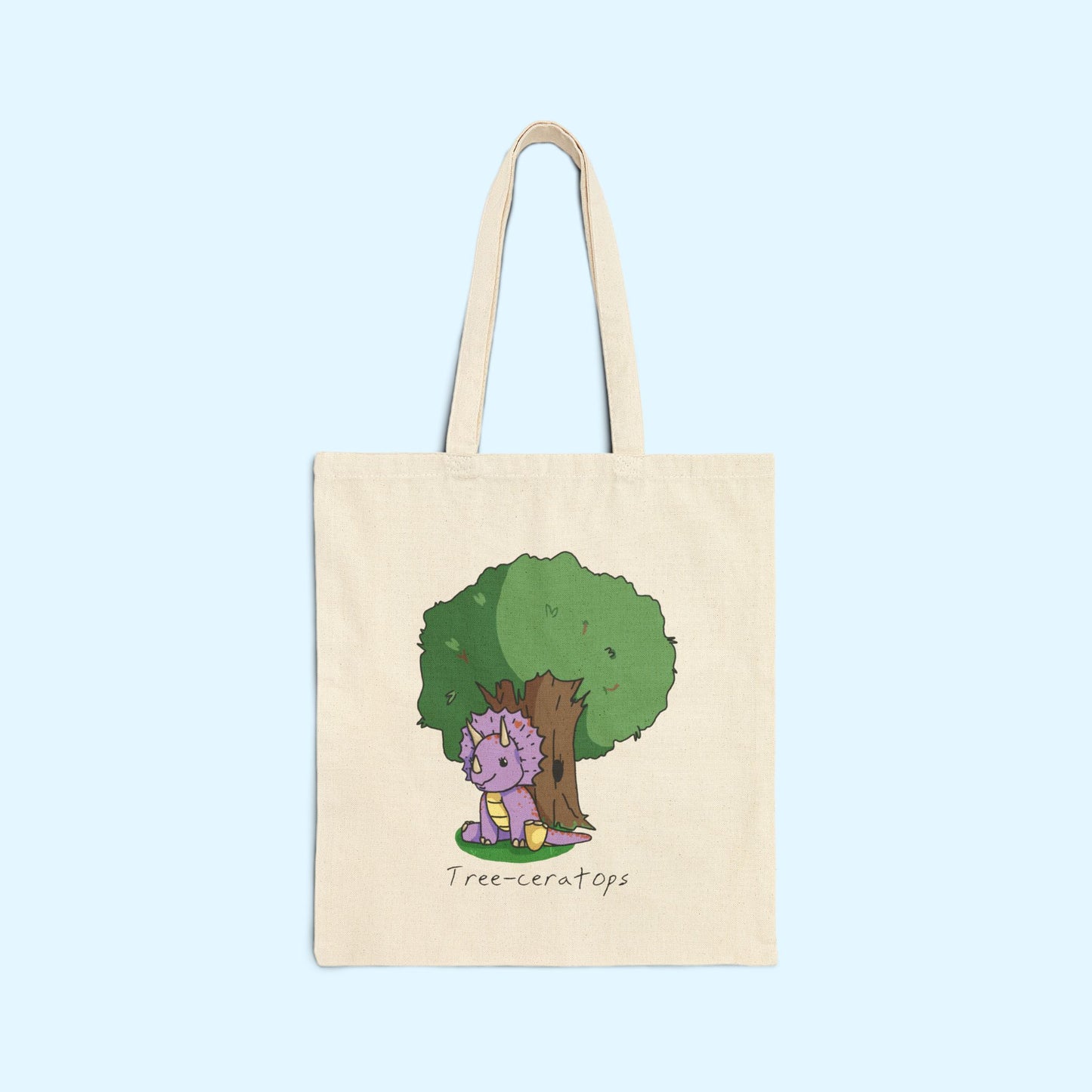 ‘Tree-ceratops’ Trixie Triceratops Dinosaur Canvas Tote Bag