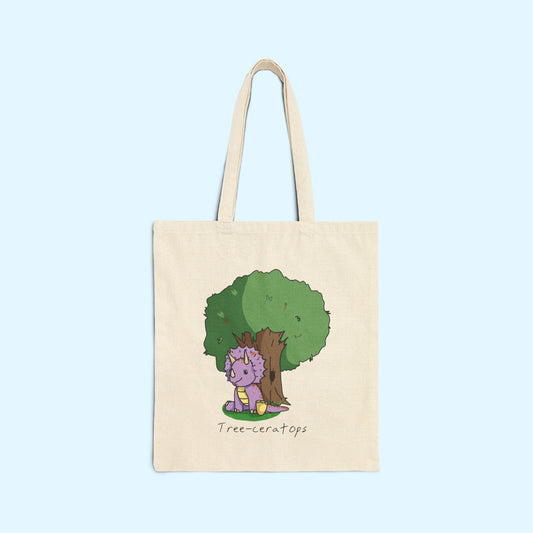 ‘Tree-ceratops’ Trixie Triceratops Dinosaur Canvas Tote Bag