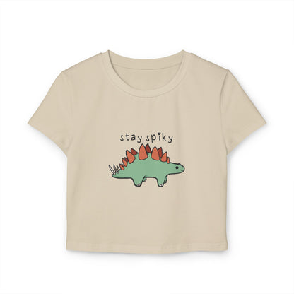 'Stay Spiky' Sammy Stegosaurus Dinosaur Crop Top - Women's Baby Tee