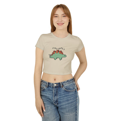 'Stay Spiky' Sammy Stegosaurus Dinosaur Crop Top - Women's Baby Tee