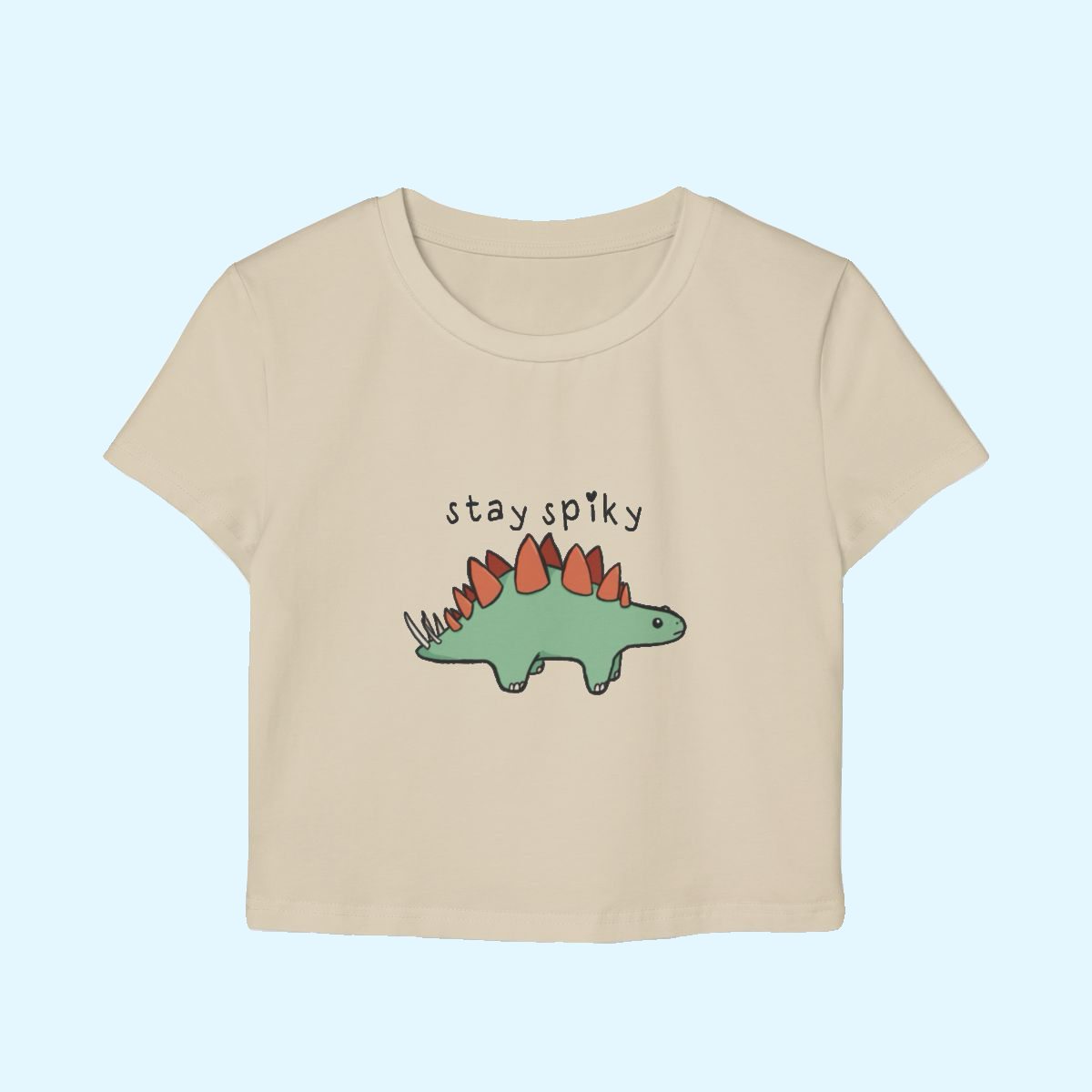 'Stay Spiky' Sammy Stegosaurus Dinosaur Crop Top - Women's Baby Tee