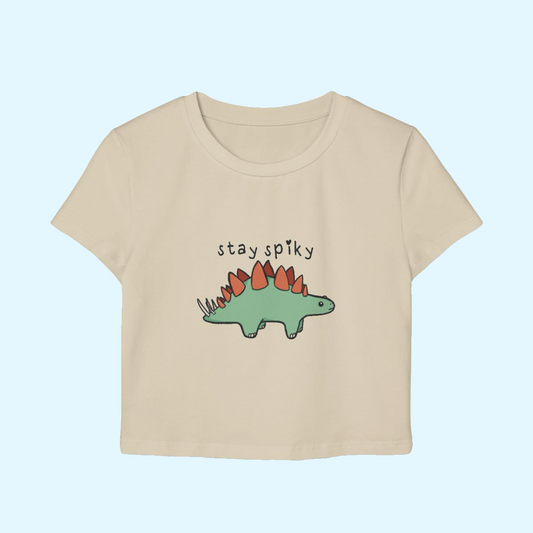'Stay Spiky' Sammy Stegosaurus Dinosaur Crop Top - Women's Baby Tee
