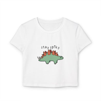 'Stay Spiky' Sammy Stegosaurus Dinosaur Crop Top - Women's Baby Tee