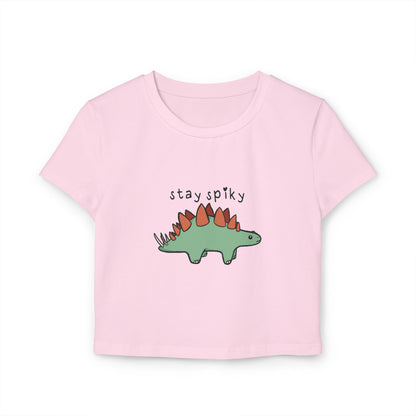 'Stay Spiky' Sammy Stegosaurus Dinosaur Crop Top - Women's Baby Tee
