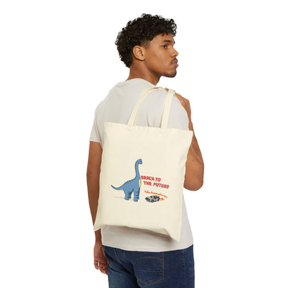 ‘Brach to the Future’ Billy Brachiosaurus Dinosaur Canvas Tote Bag