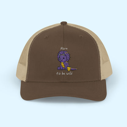‘Horn to be Wild’ Triceratops Snapback Trucker Cap - Trixie