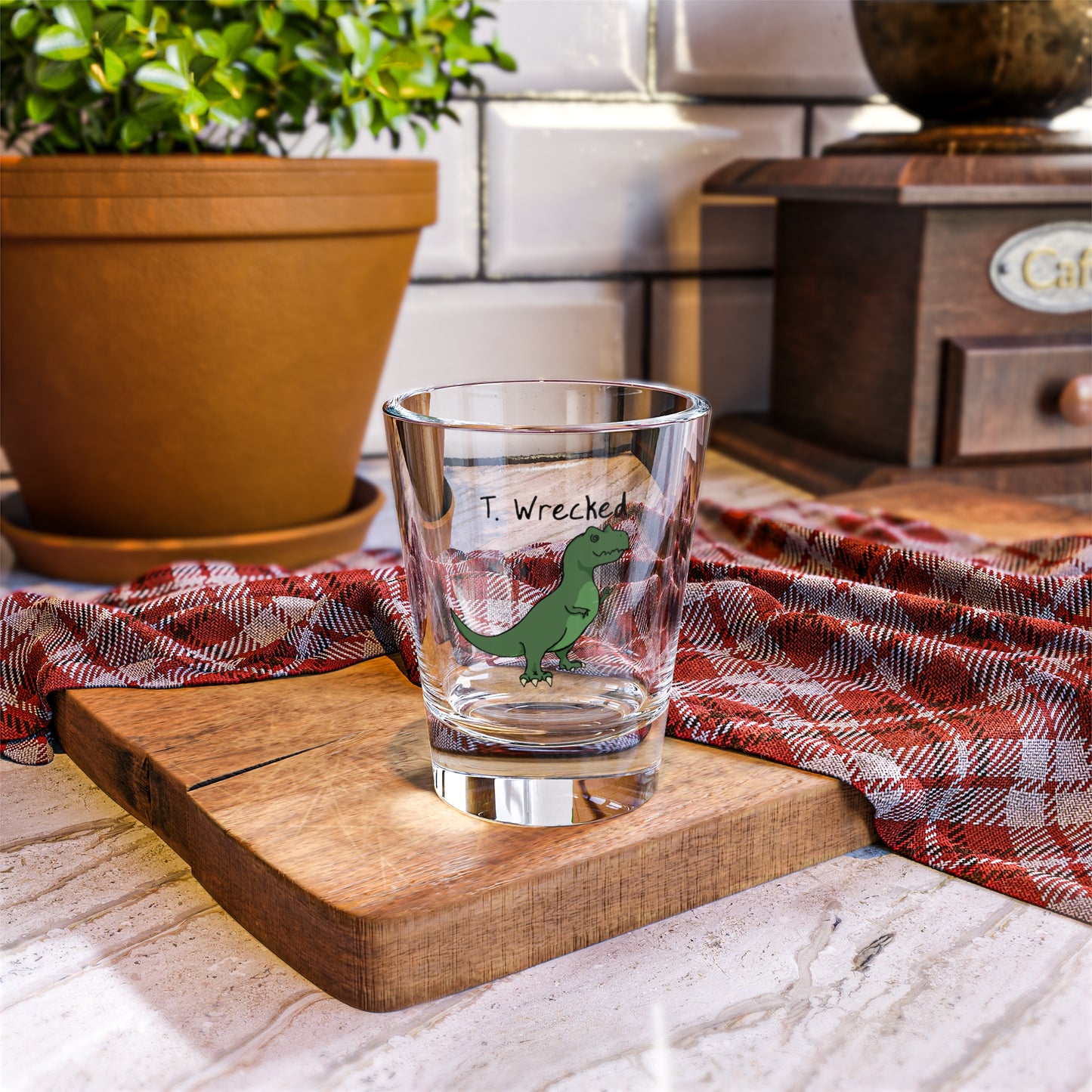 ‘T. Wrecked’ Tori T. Rex Dinosaur Shot Glass - 1.5oz