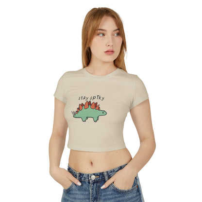'Stay Spiky' Sammy Stegosaurus Dinosaur Crop Top - Women's Baby Tee